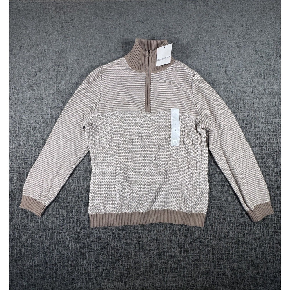 Liz Claiborne Women's Zip Neck Sweater Turtleneck Brown‎ Large